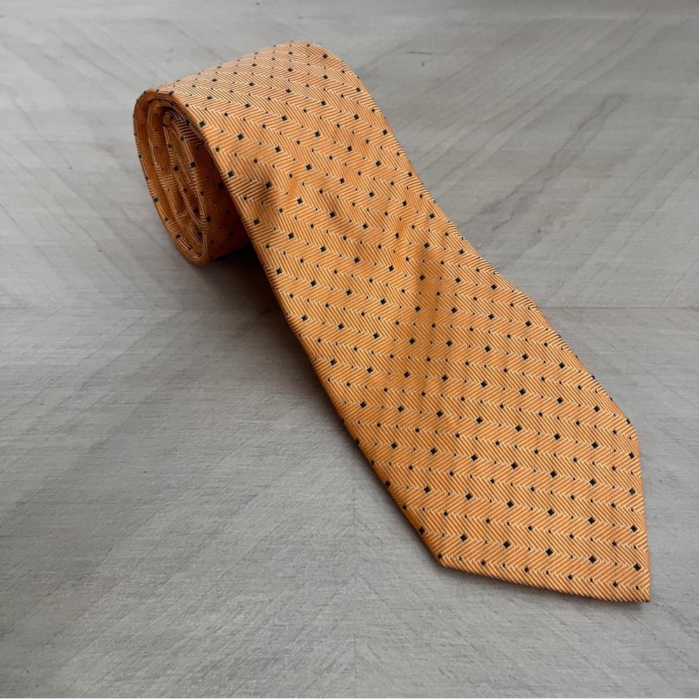 Armani Collezioni 100% Silk Tie Made In Italy Gold Black